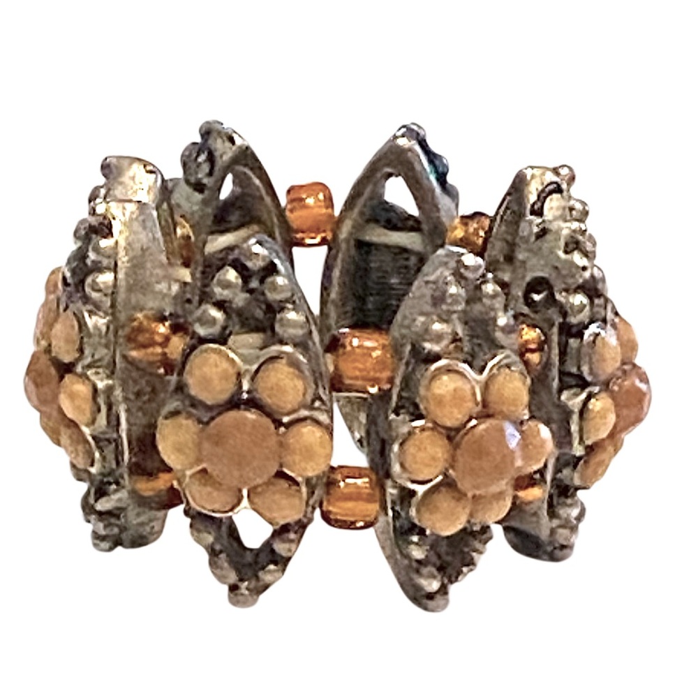 Flower Ring Silver Tan